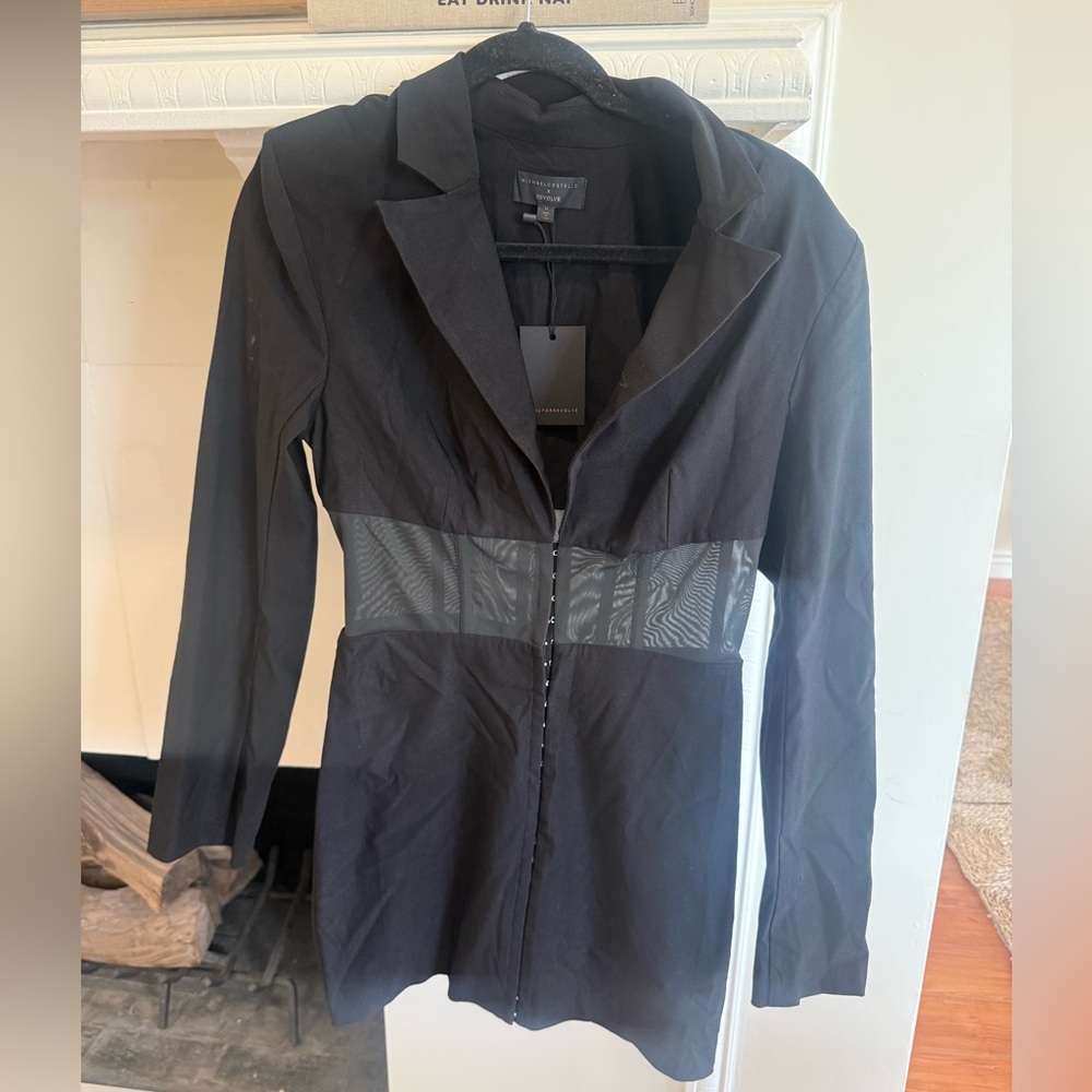 Elegant Black Blazer with Sheer Panel